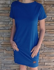 Šaty KLASIK s krátkým rukávem - modré  2vel