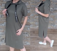 Šaty LENKA s krátkým rukávem - khaki