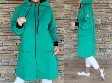 Teplý mikinový kabátek DORM - vel XL/XXL - tmavá mint