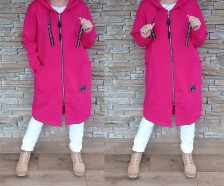 Teplý mikinový kabátek LUISA - malinový