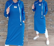 TOP mikinové šaty LONG - modré