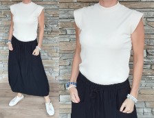 Trendy halenka - žebrovaný materiál - béžová