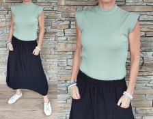 Trendy halenka - žebrovaný materiál - mentol