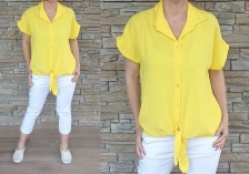 Trendy košile dole na uzel - žlutá