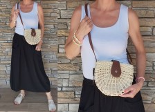 Trendy proutěná kabelka - béžová