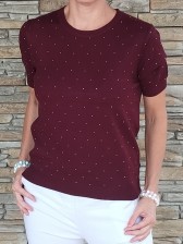 Trendy svetřík PEARLS - bordo