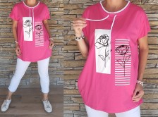 Tunika - delší triko ROSES - fuchsia