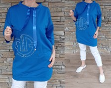 Tunikové šaty s kamínky - modré