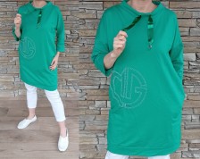 Tunikové šaty s kamínky - zelené