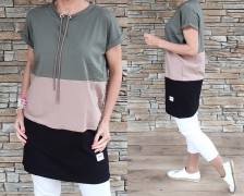 Tunikové šaty s pruhy - jsou krásné - khaki