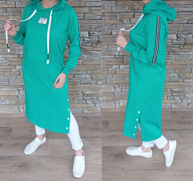 TOP mikinové šaty LONG - zelené