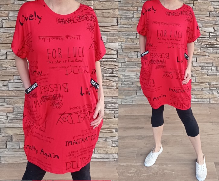 Tunika - šaty LETTER - červené