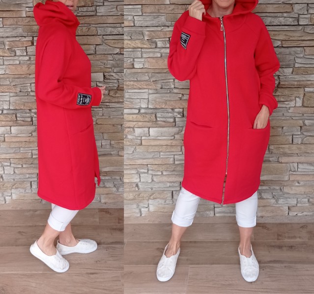 Zateplený mikinový kabátek GABI - červený
