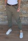 Elegantní kalhoty s páskem - khaki