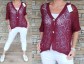 Háčkovaný cardigan PRETTY - bordo